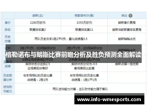 格勒诺布与朗斯比赛前瞻分析及胜负预测全面解读